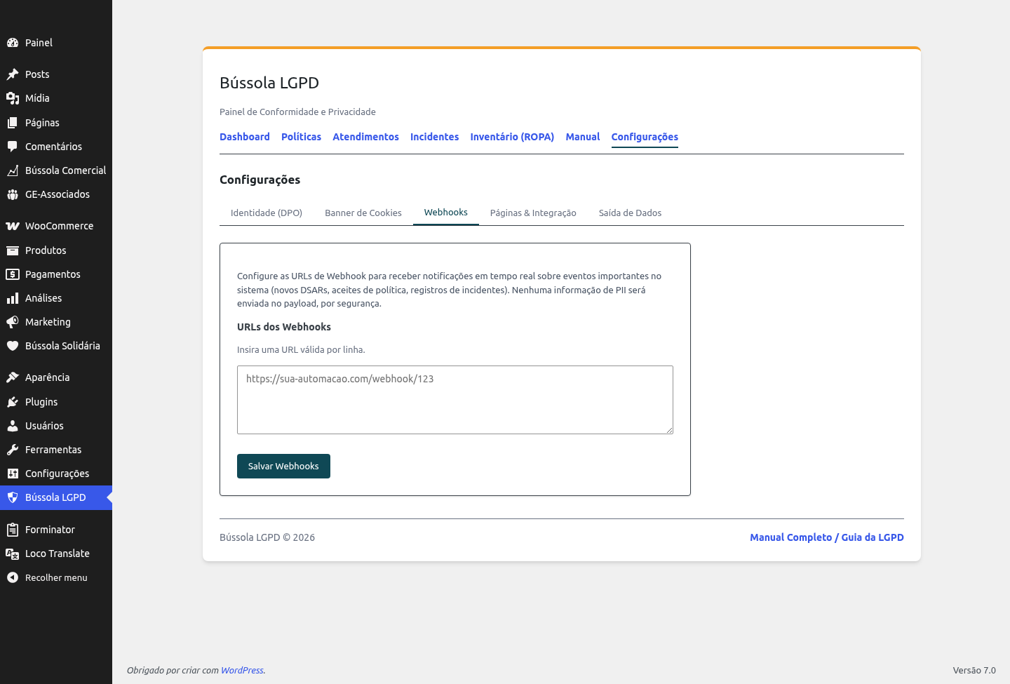 Configuração de Webhooks